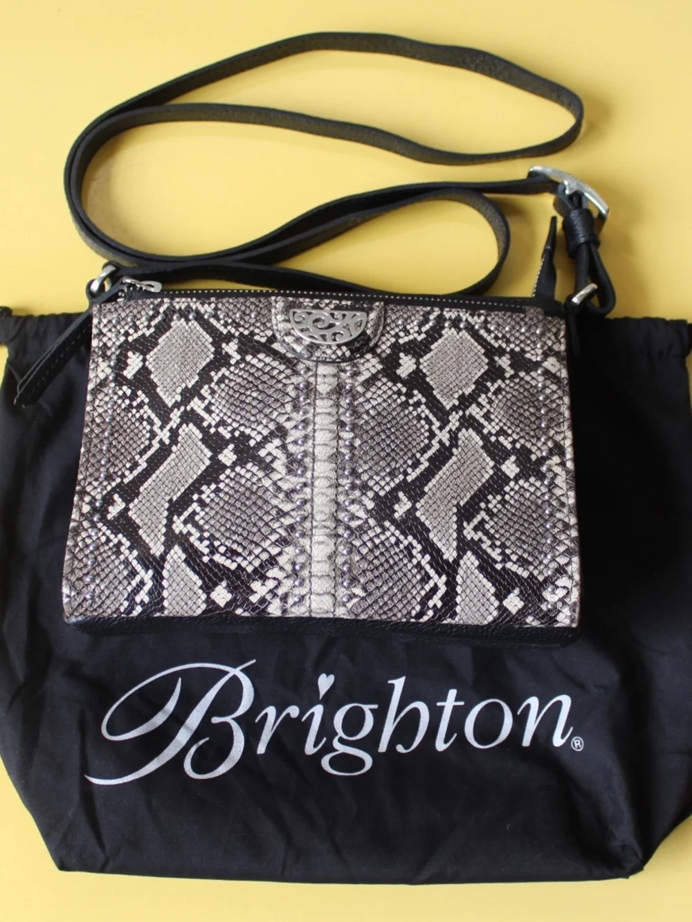 PRISTINE - Brighton Pretty Tough Python Hidden Front Wallet Crossbody Organizer - Picture 7 of 9
